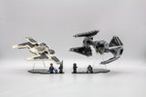 Acrylic display stand set for Lego® Mandalorian Fang Fighter vs. TIE Interceptor™ set 75348 - Made in USA