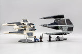 Acrylic display stand set for Lego® Mandalorian Fang Fighter vs. TIE Interceptor™ set 75348 - Made in USA