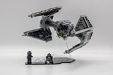 Acrylic display stand set for Lego® Mandalorian Fang Fighter vs. TIE Interceptor™ set 75348 - Made in USA