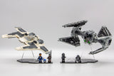 Acrylic display stand set for Lego® Mandalorian Fang Fighter vs. TIE Interceptor™ set 75348 - Made in USA
