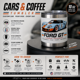 Cars & Coffee Tumbler | Custom Car Coffee Mug | Personalized Vehicle Gift | Classic, Muscle, JDM, Truck and Sports Car | 10 oz Insulated Cup