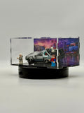 Acrylic Display Case for LEGO® Back to the Future Time Machine 77256 | Custom UV Printed Hill Valley Background | Dustproof Display