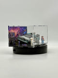 Acrylic Display Case for LEGO® Back to the Future Time Machine 77256 | Custom UV Printed Hill Valley Background | Dustproof Display