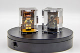 Customizable Acrylic display case for single Lego mini figure - Custom background and base - Made in USA