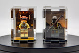 Customizable Acrylic display case for single Lego mini figure - Custom background and base - Made in USA