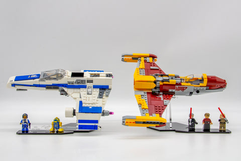 Acrylic display stand set for Lego® New Republic E-Wing™ vs. Shin Hati’s Starfighter™ set 75364 - Made in the USA